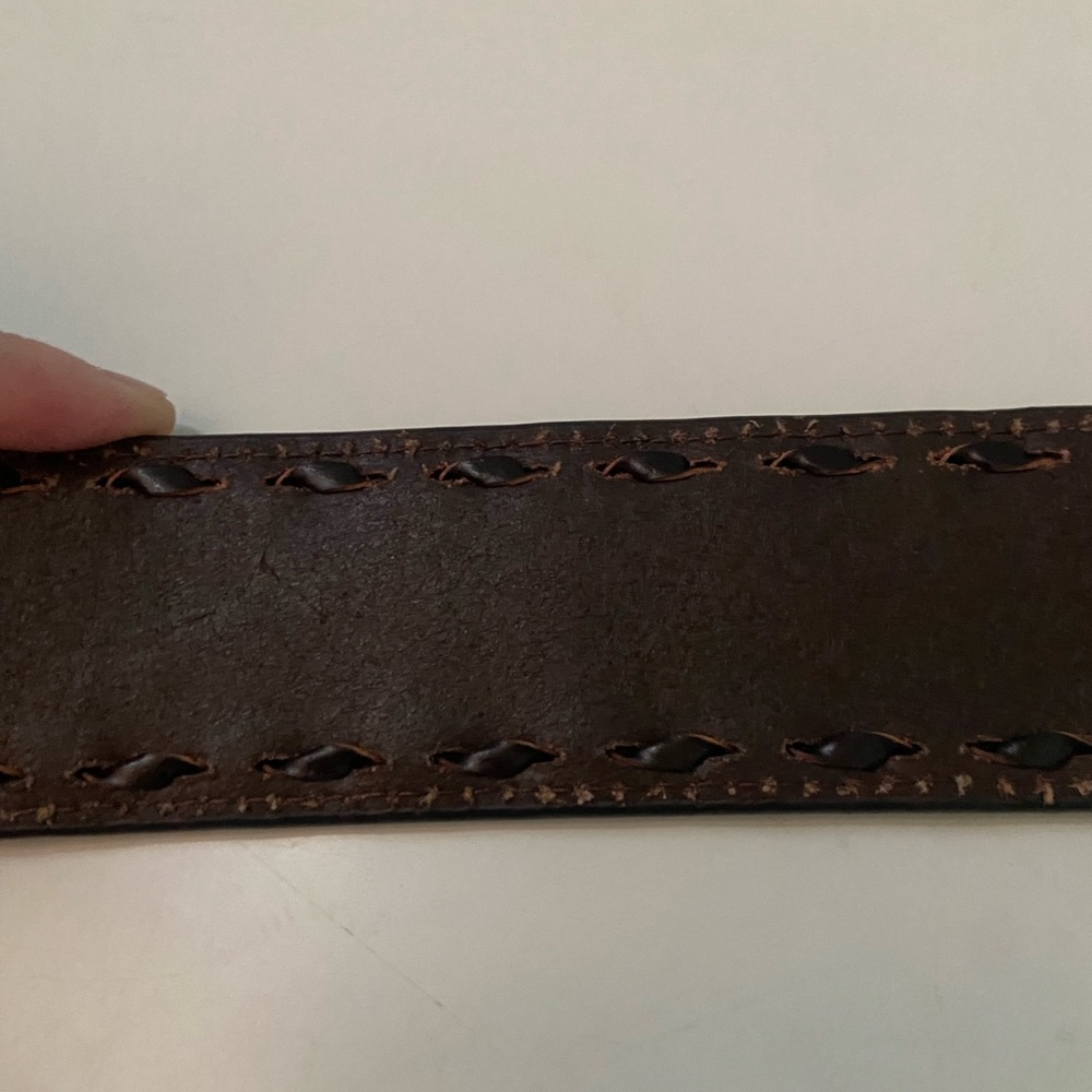 Nocona Turquoise and Brown Tooled Leather Belt - Picture 4 of 5